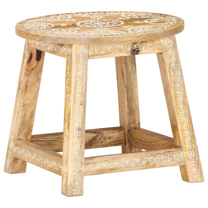 Taburete Pintado A Mano Madera Maciza De Mango 38X38X35 Cm