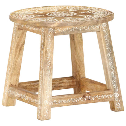 Taburete Pintado A Mano Madera Maciza De Mango 38X38X35 Cm