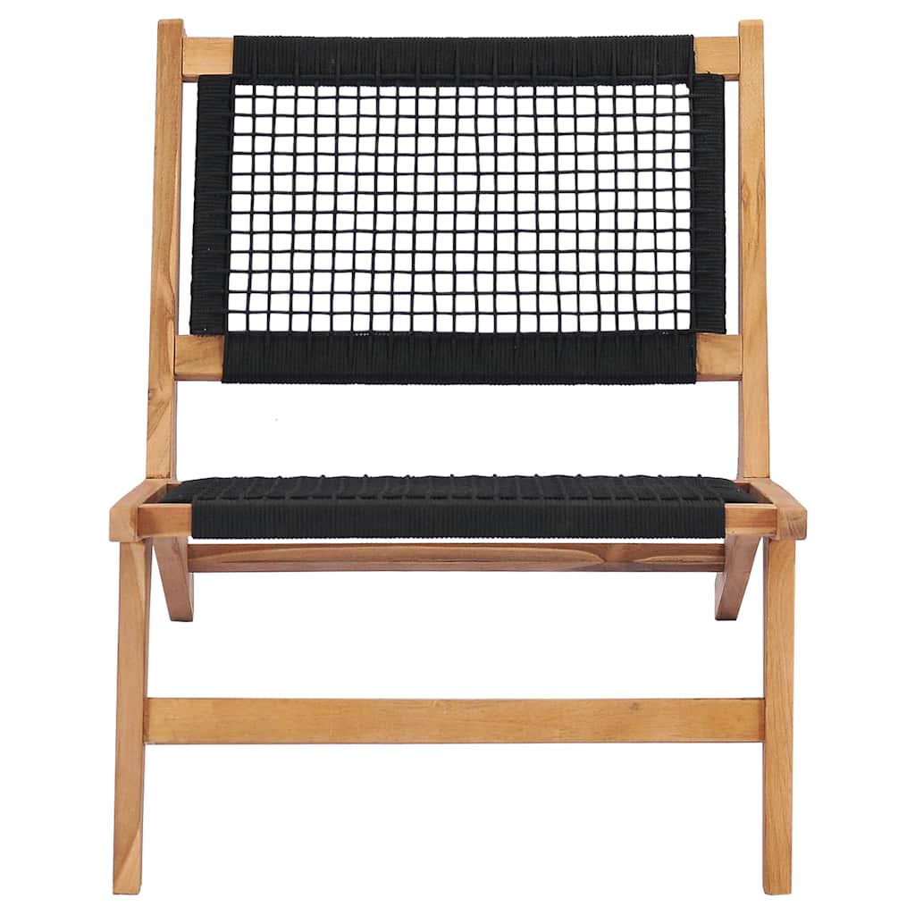 Tumbona Con Reposapiés Madera Maciza De Teca Y Cuerda