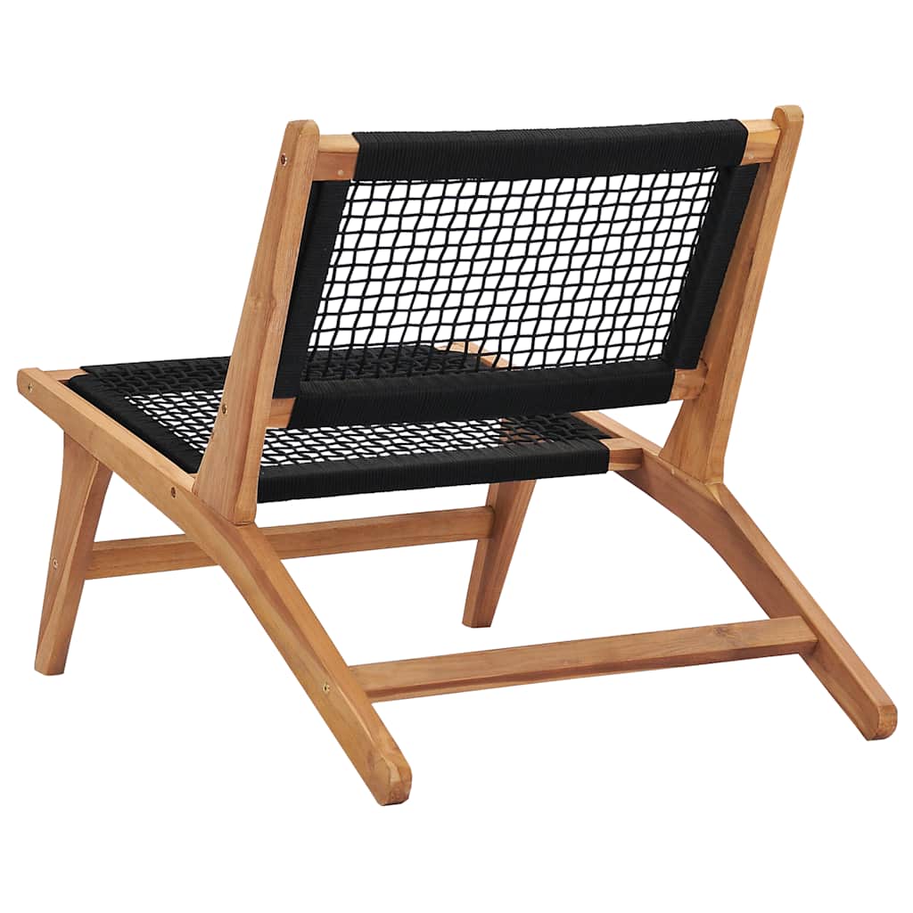 Tumbona Con Reposapiés Madera Maciza De Teca Y Cuerda