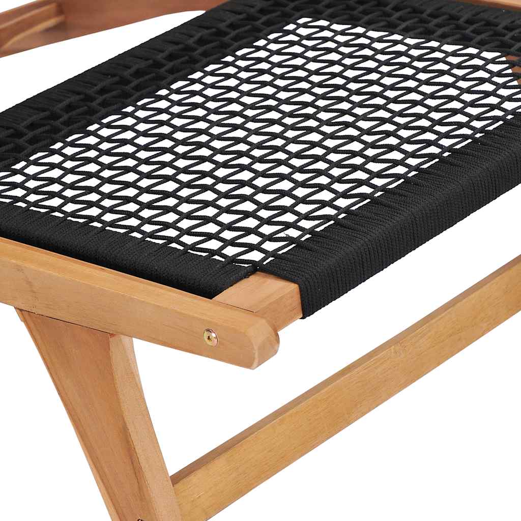Tumbona Con Reposapiés Madera Maciza De Teca Y Cuerda