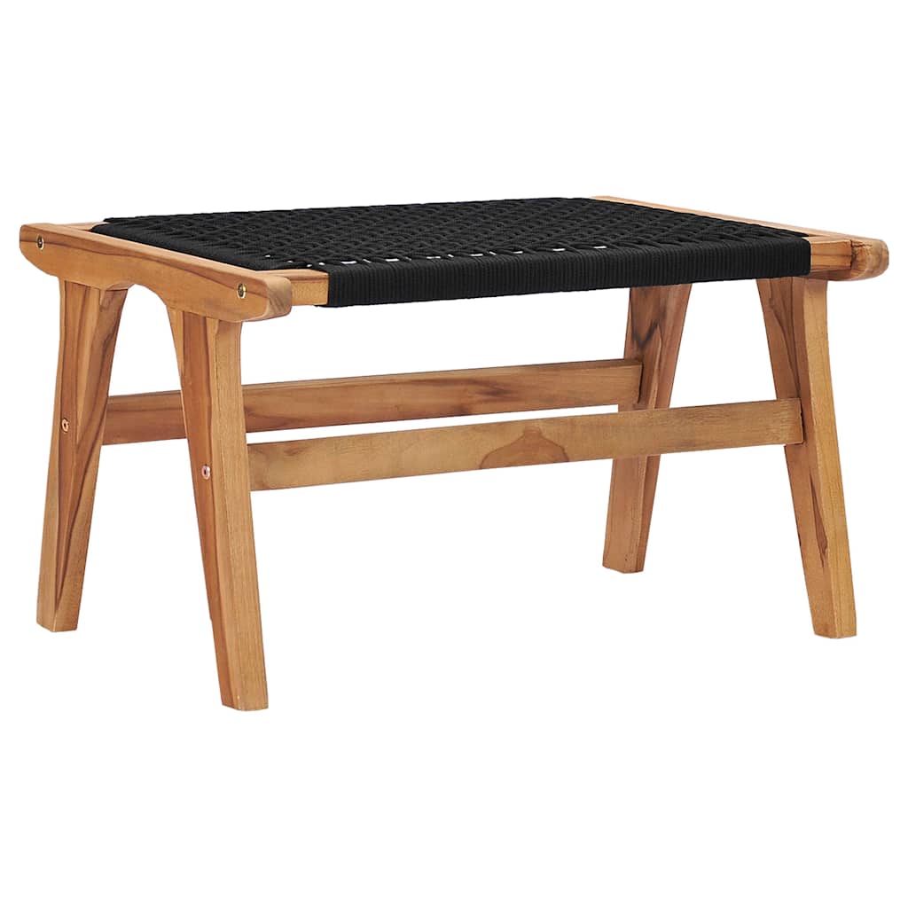 Tumbona Con Reposapiés Madera Maciza De Teca Y Cuerda