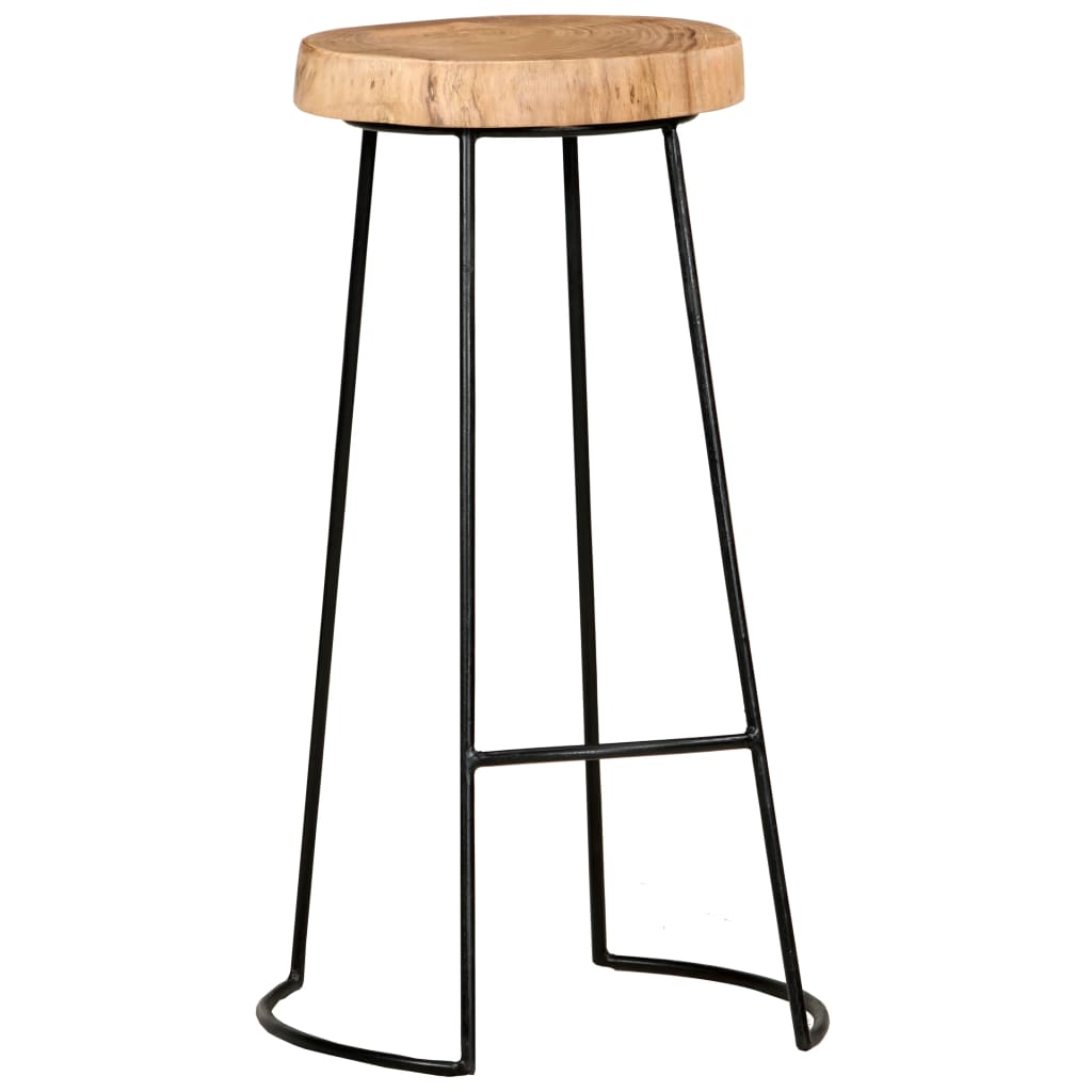 Taburetes De Cocina 2 Unidades Madera Maciza De Acacia