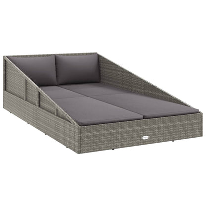 Tumbona Cama De Jardín Ratán Sintético Gris 110X200 Cm