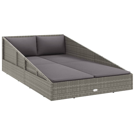 Tumbona Cama De Jardín Ratán Sintético Gris 110X200 Cm