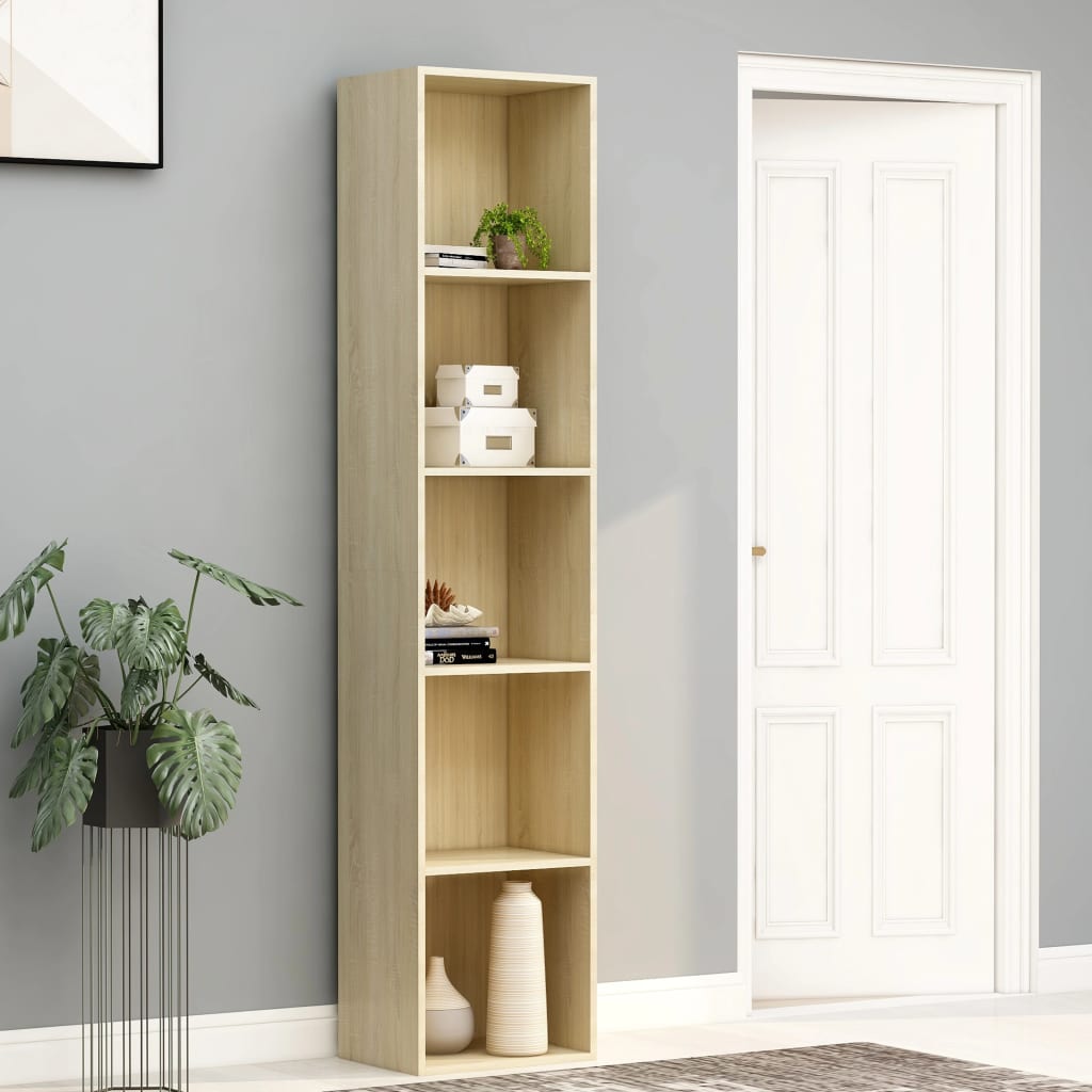 Estantería De 5 Niveles Madera Contrachapada Blanca 80X30X189Cm