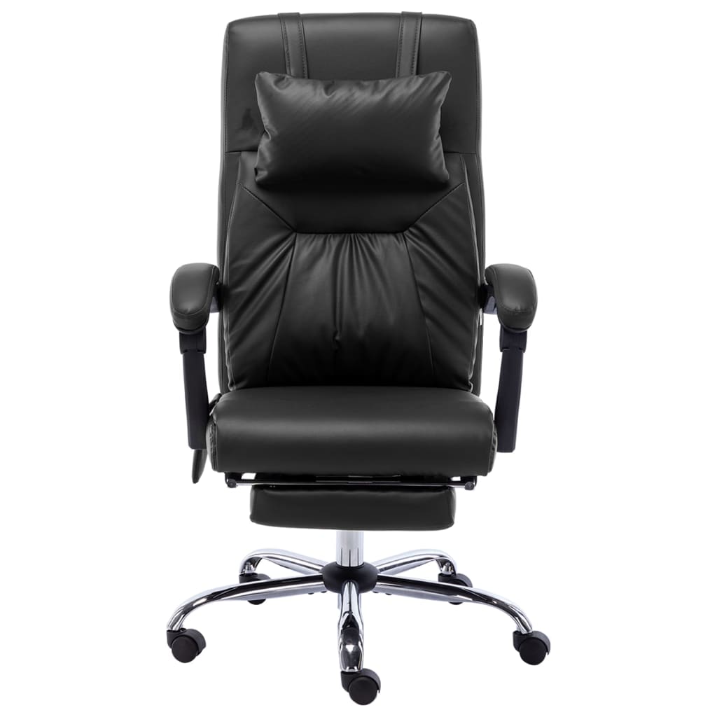 Silla De Oficina De Masaje De Cuero Sintético Negra