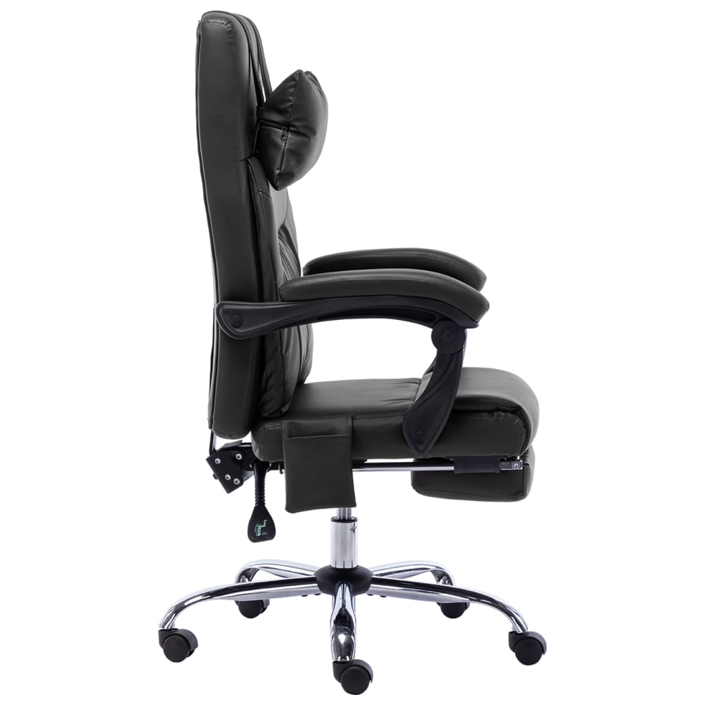 Silla De Oficina De Masaje De Cuero Sintético Negra
