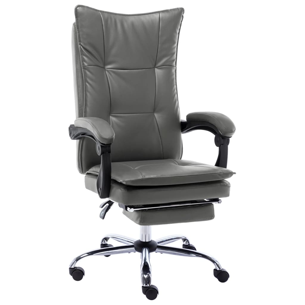 Silla De Oficina De Cuero Sintético Gris