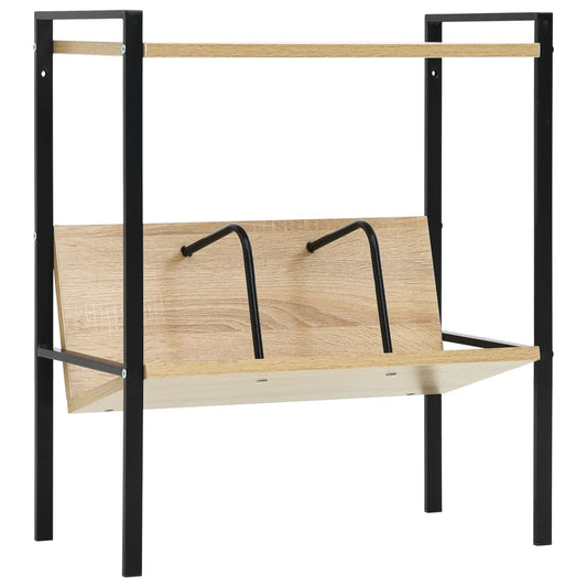 Estantería 2 Niveles Madera Ingeniería Negro Roble 52X28X59 Cm