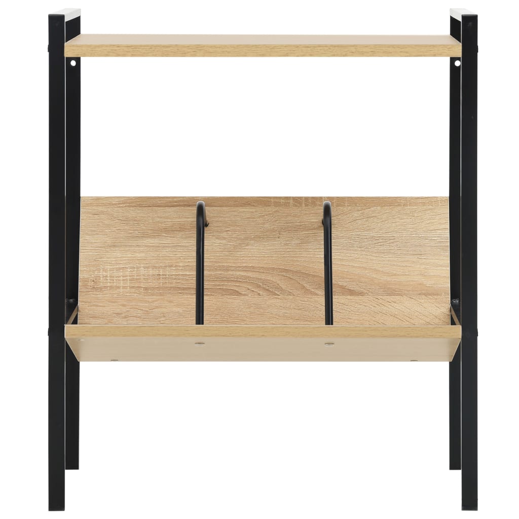 Estantería 2 Niveles Madera Ingeniería Negro Roble 52X28X59 Cm