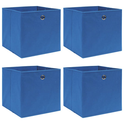 Caja De Almacenaje Con Tapa 4 Uds Tela Azul Celeste 32X32X32 Cm