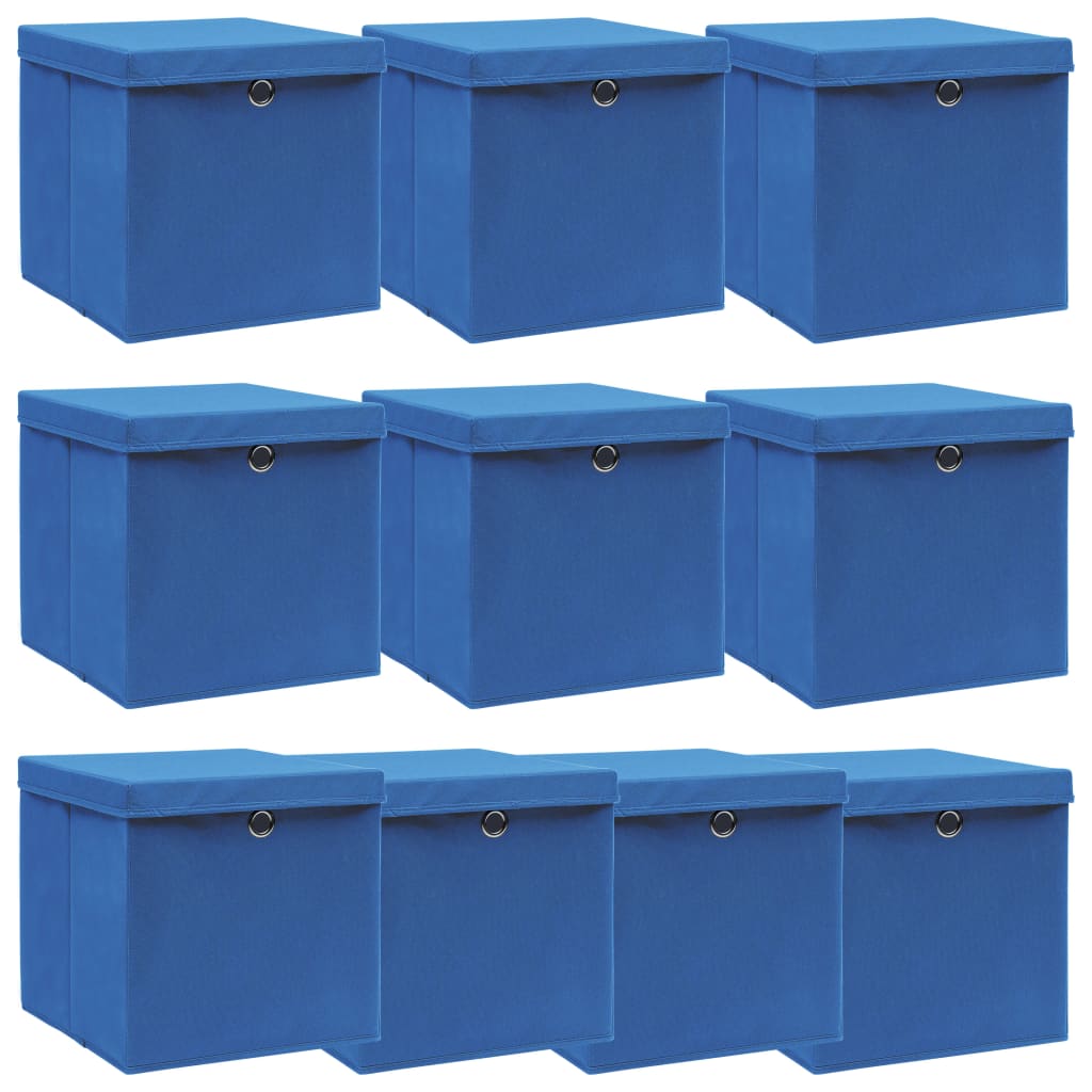 Caja De Almacenaje Con Tapa 4 Uds Tela Azul Celeste 32X32X32 Cm
