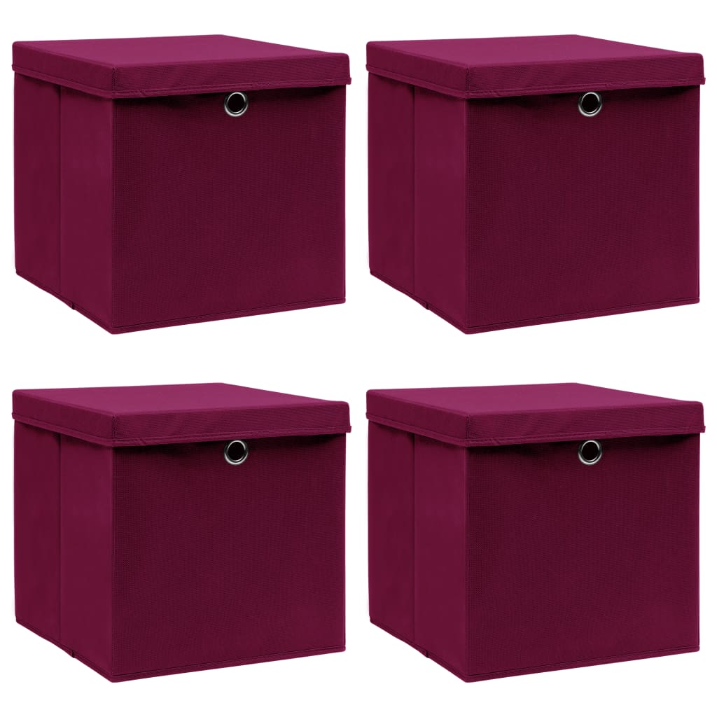 Caja De Almacenaje Con Tapa 4 Uds Tela Azul Celeste 32X32X32 Cm