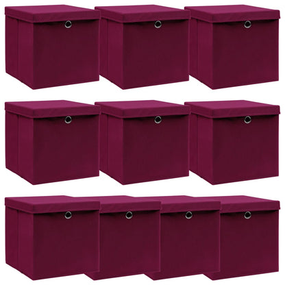 Caja De Almacenaje Con Tapa 4 Uds Tela Azul Celeste 32X32X32 Cm