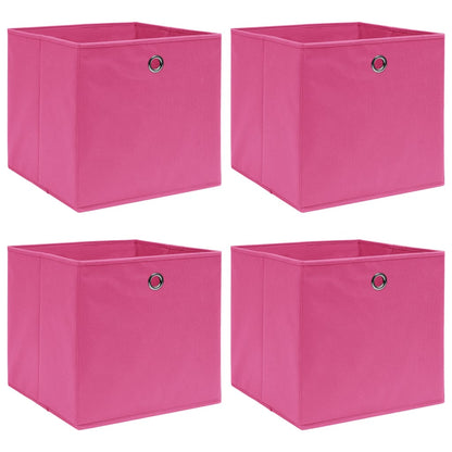 Caja De Almacenaje Con Tapa 4 Uds Tela Azul Celeste 32X32X32 Cm