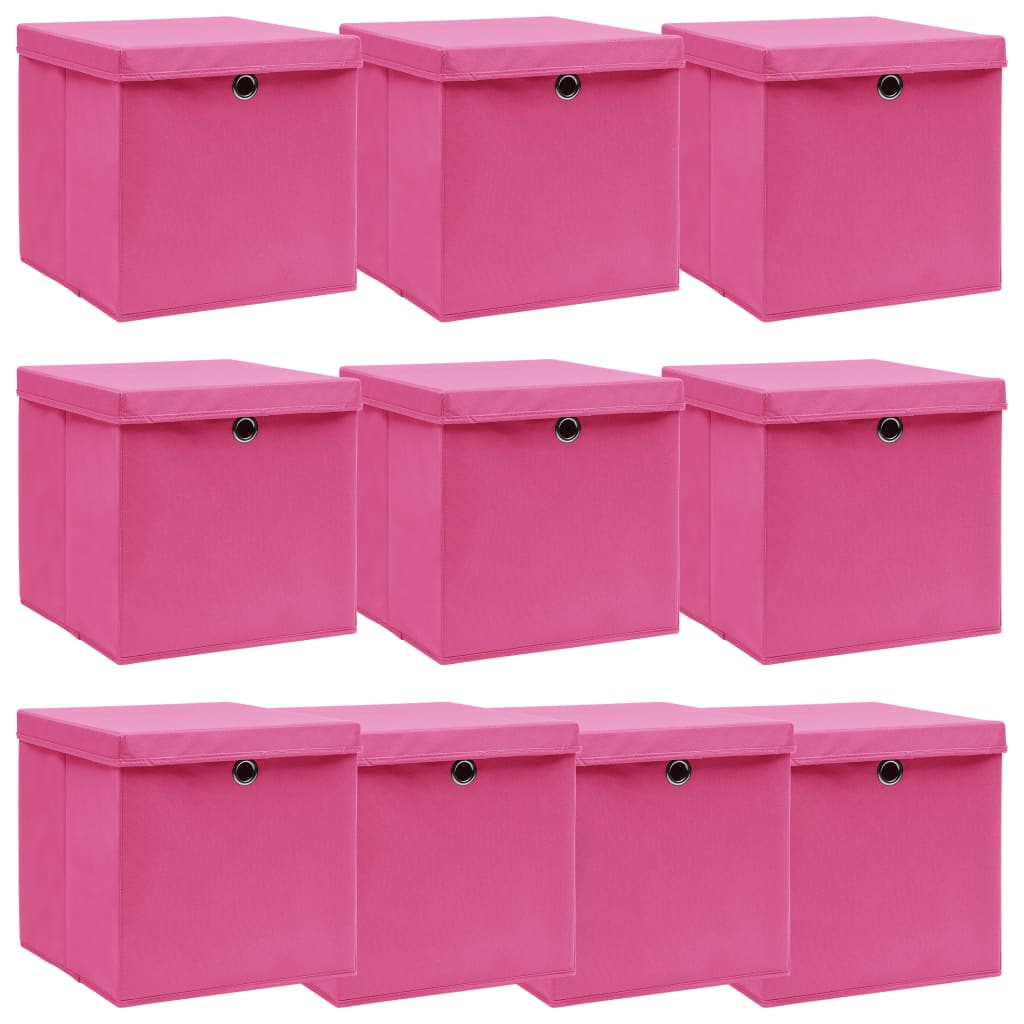 Caja De Almacenaje Con Tapa 4 Uds Tela Azul Celeste 32X32X32 Cm