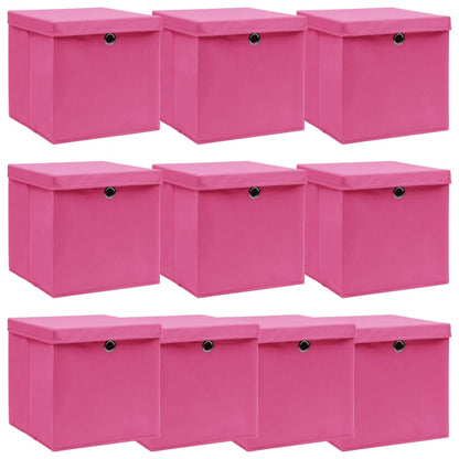 Caja De Almacenaje Con Tapa 4 Uds Tela Azul Celeste 32X32X32 Cm
