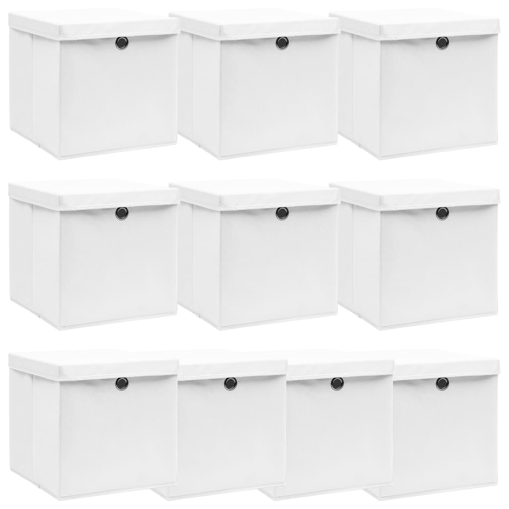 Caja De Almacenaje Con Tapa 4 Uds Tela Azul Celeste 32X32X32 Cm