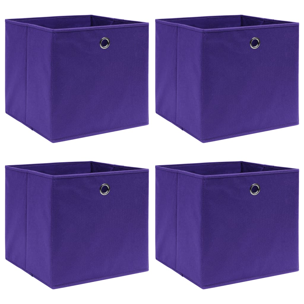 Caja De Almacenaje Con Tapa 4 Uds Tela Azul Celeste 32X32X32 Cm