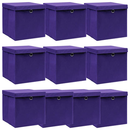 Caja De Almacenaje Con Tapa 4 Uds Tela Azul Celeste 32X32X32 Cm