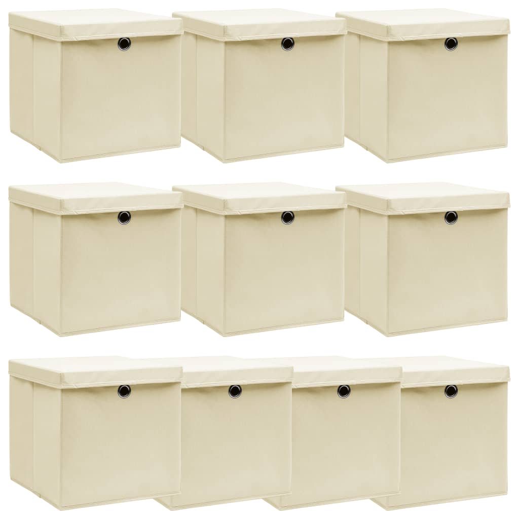 Caja De Almacenaje Con Tapa 4 Uds Tela Azul Celeste 32X32X32 Cm