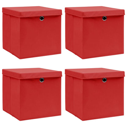 Caja De Almacenaje Con Tapa 4 Uds Tela Azul Celeste 32X32X32 Cm