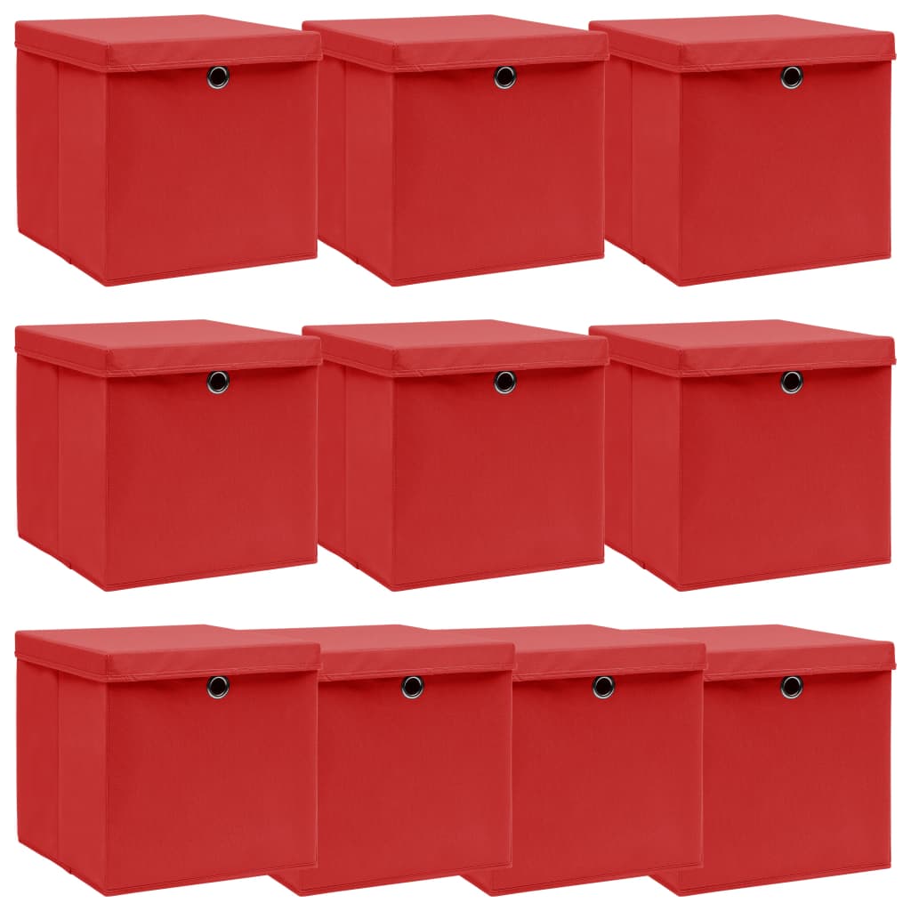 Caja De Almacenaje Con Tapa 4 Uds Tela Azul Celeste 32X32X32 Cm