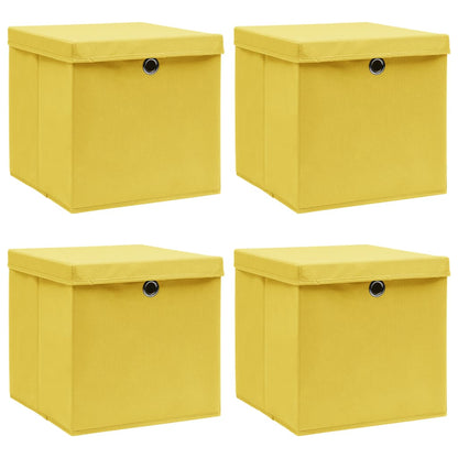 Caja De Almacenaje Con Tapa 4 Uds Tela Azul Celeste 32X32X32 Cm
