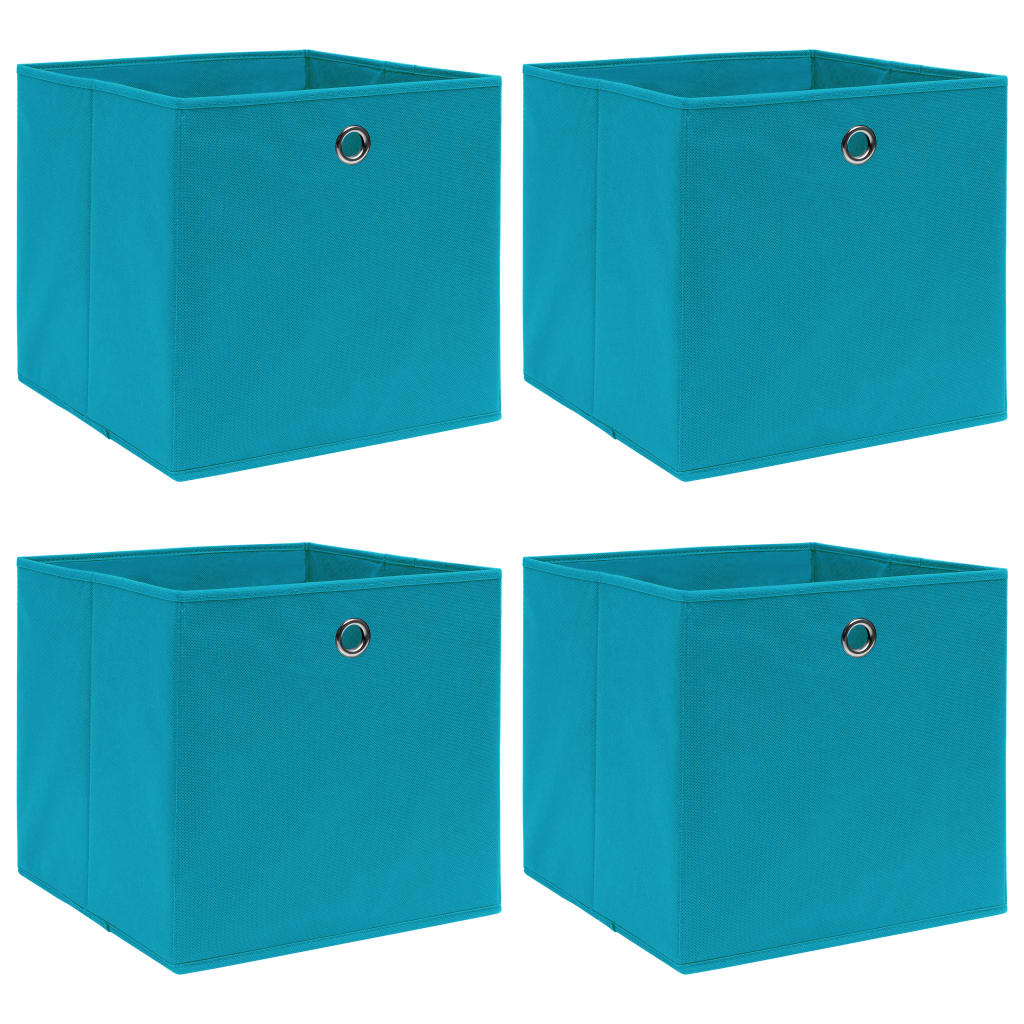 Caja De Almacenaje Con Tapa 4 Uds Tela Azul Celeste 32X32X32 Cm
