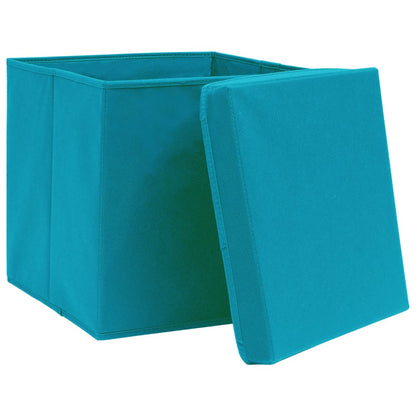 Caja De Almacenaje Con Tapa 4 Uds Tela Azul Celeste 32X32X32 Cm