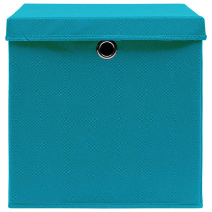 Caja De Almacenaje Con Tapa 4 Uds Tela Azul Celeste 32X32X32 Cm