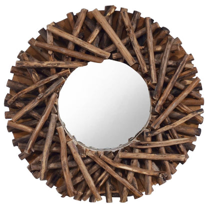 Espejo De Pared Redondo Teca 60 Cm