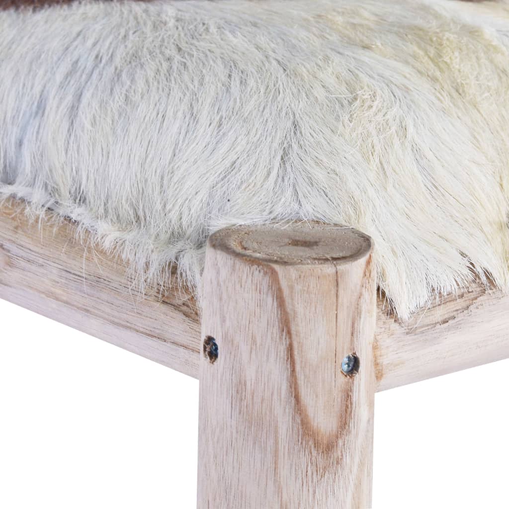 Taburete De Cocina Cuero Real De Cabra Y Madera De Teca Maciza