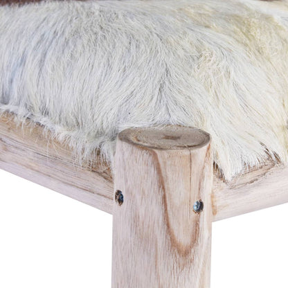 Taburete De Cocina Cuero Real De Cabra Y Madera De Teca Maciza