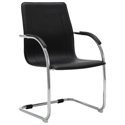 Silla De Oficina Voladiza De Cuero Sintético Negra