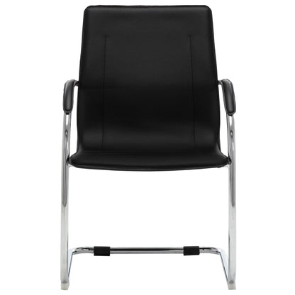 Silla De Oficina Voladiza De Cuero Sintético Negra