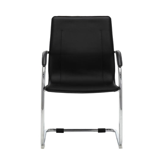 Silla De Oficina Voladiza De Cuero Sintético Negra