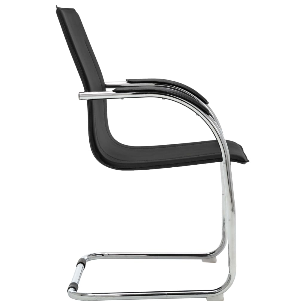 Silla De Oficina Voladiza De Cuero Sintético Negra