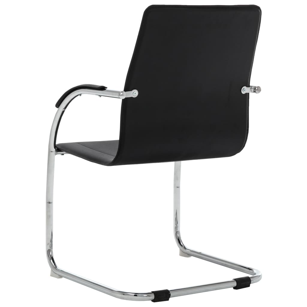 Silla De Oficina Voladiza De Cuero Sintético Negra