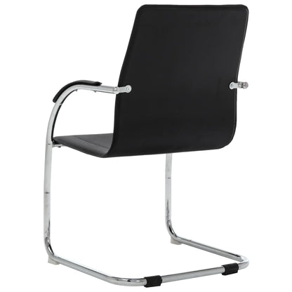 Silla De Oficina Voladiza De Cuero Sintético Negra