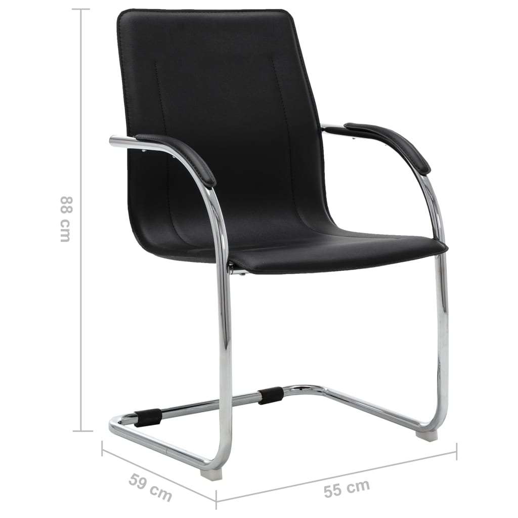 Silla De Oficina Voladiza De Cuero Sintético Negra