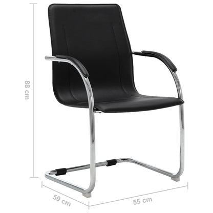 Silla De Oficina Voladiza De Cuero Sintético Negra