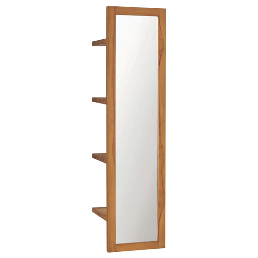 Espejo De Pared Con Estantes Madera De Teca Maciza 30X30X120 Cm