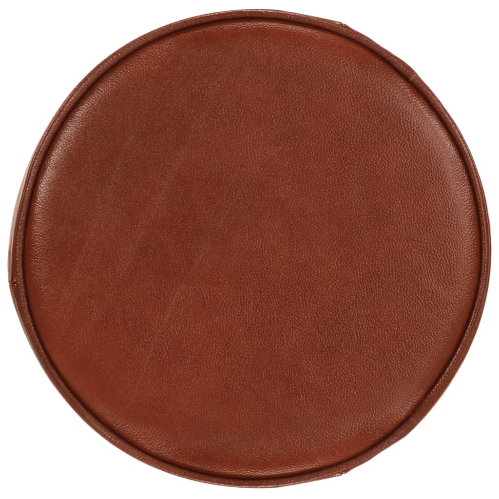 Taburetes De Cocina 2 Uds Cuero Auténtico Marrón Hierro Fundido