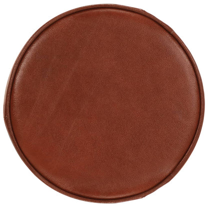 Taburetes De Cocina 2 Uds Cuero Auténtico Marrón Hierro Fundido