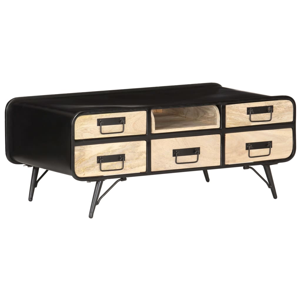 Mesa De Centro Madera Maciza De Mango 100X50X40 Cm