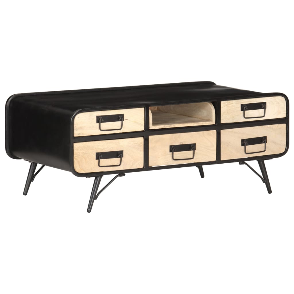 Mesa De Centro Madera Maciza De Mango 100X50X40 Cm