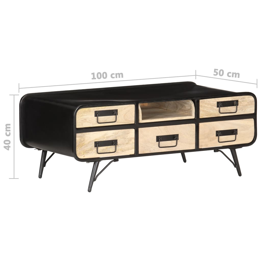 Mesa De Centro Madera Maciza De Mango 100X50X40 Cm
