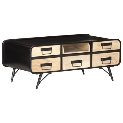 Mesa De Centro Madera Maciza De Mango 100X50X40 Cm
